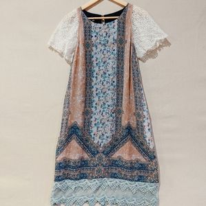 Cute midi dress with white lace sleeves!